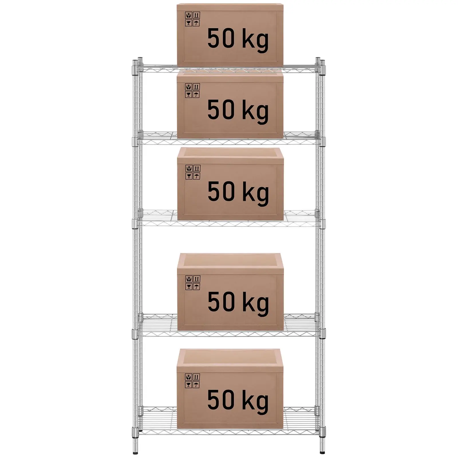 Kovový regál - 35 x 90 x 180 cm - 250 kg -šedý (Široká police: 900 mm)