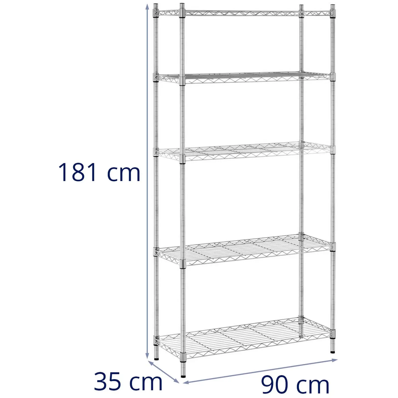 Kovový regál - 35 x 90 x 180 cm - 250 kg -šedý (Maximální nosnost přihrádky [kg]: 50)