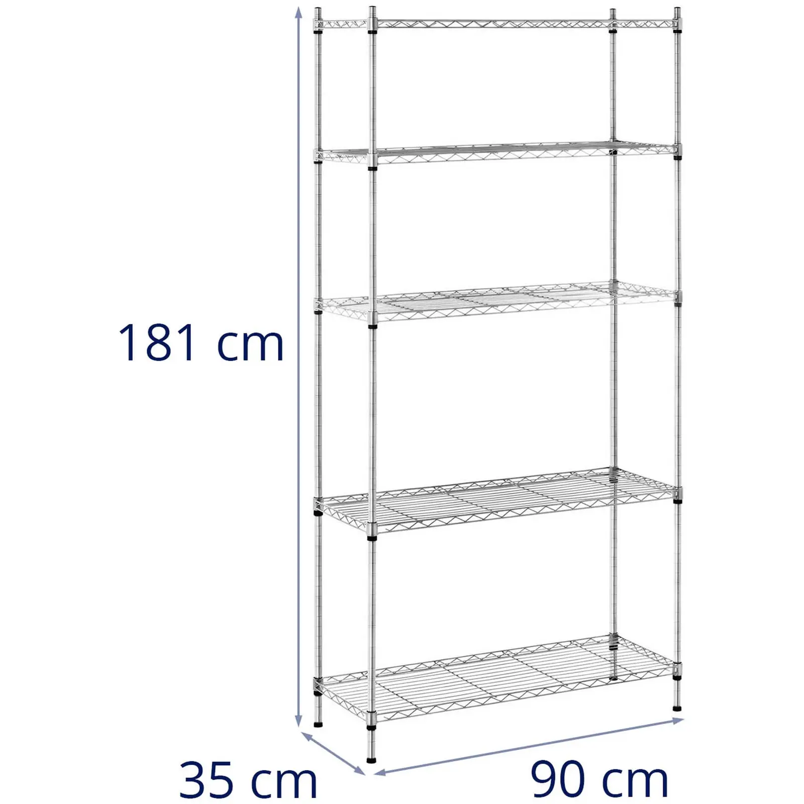 Kovový regál - 35 x 90 x 180 cm - 150 kg - šedý (Maximální nosnost přihrádky [kg]: 30)