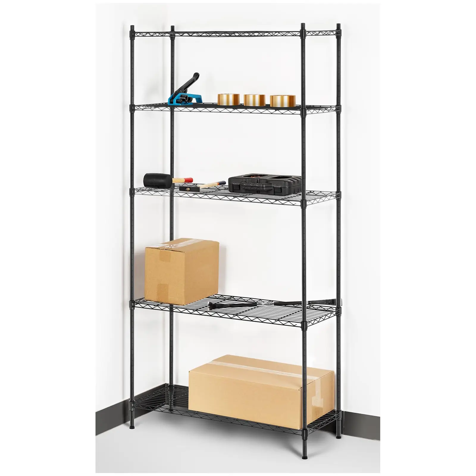 Étagère métallique noire - 35 x 90 x 180 cm - 150 kg (Couleur(s): Noir)