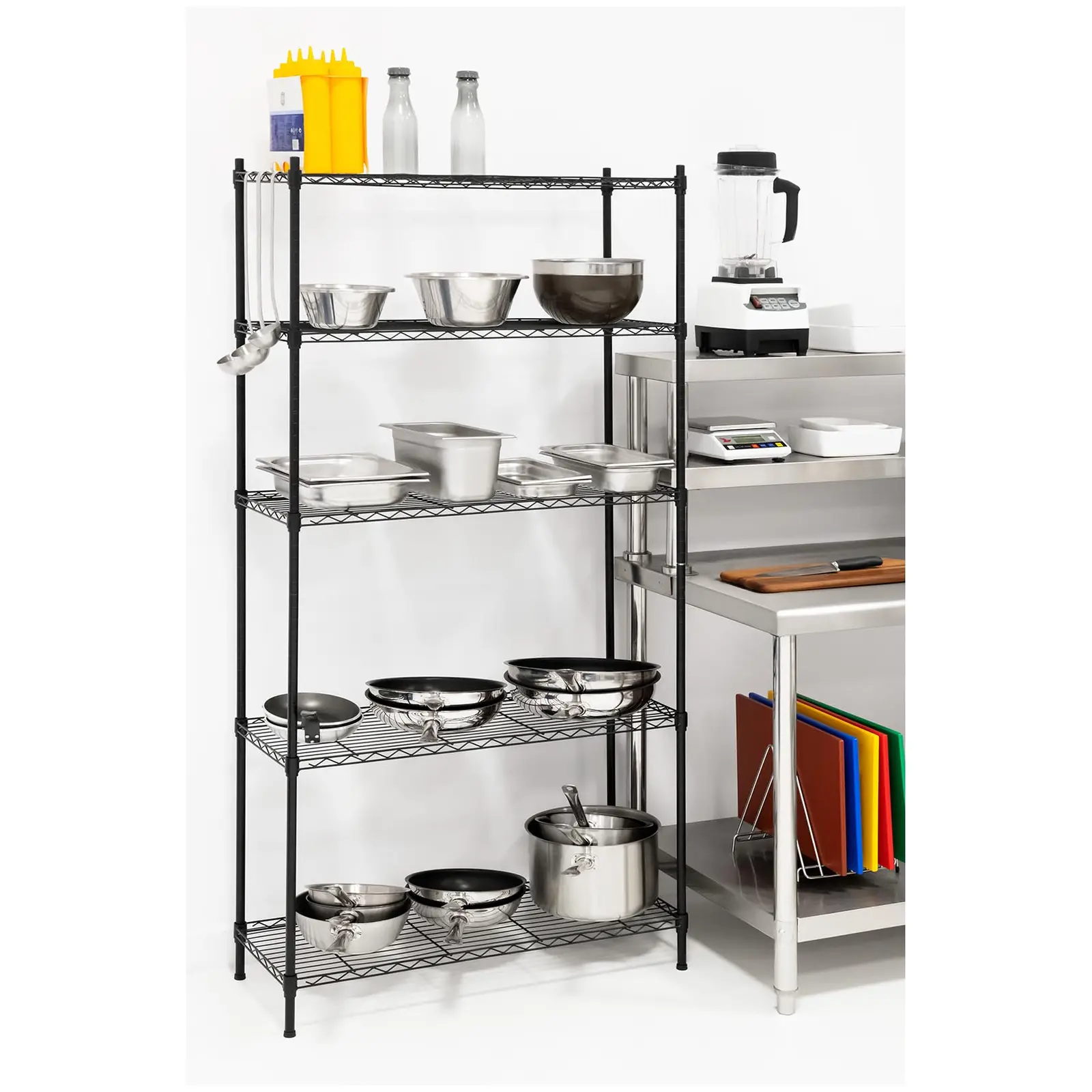 Étagère métallique noire - 35 x 90 x 180 cm - 150 kg (Longueur tablette(s) [mm]: 350)