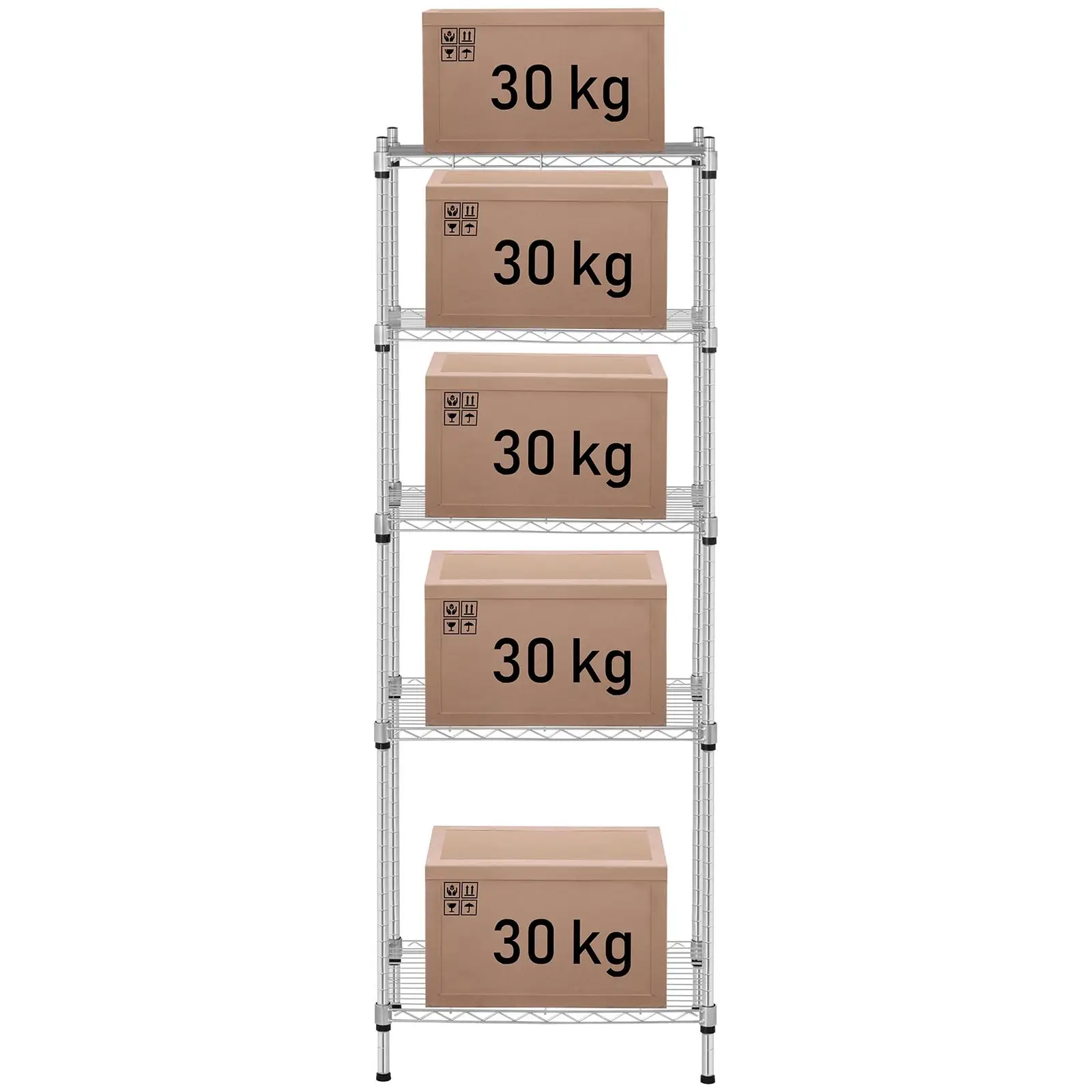Kovový regál - 35 x 55 x 150 cm - 150 kg - šedý (Široká police: 550 mm)