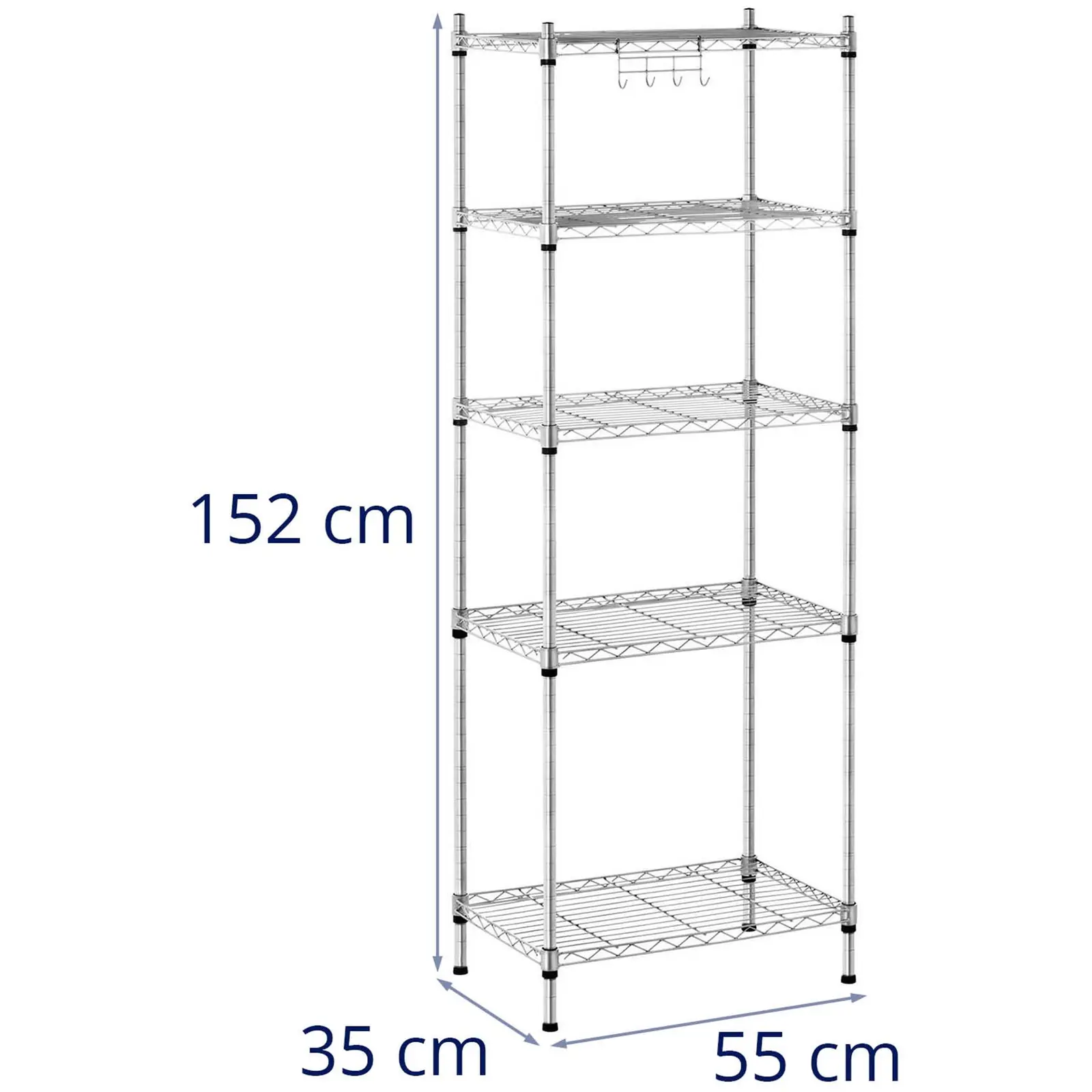 Kovový regál - 35 x 55 x 150 cm - 150 kg - šedý (Maximální nosnost přihrádky [kg]: 30)