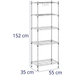 Metal Storage Rack - 35 x 55 x 150 cm - grey