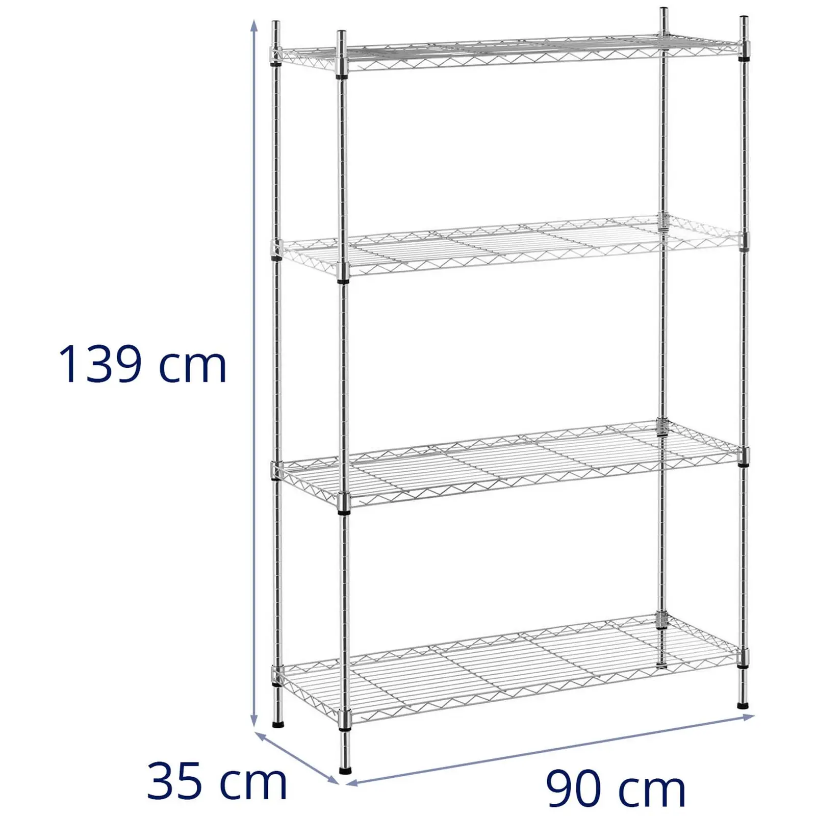 Étagère métallique chromée - 35 x 90 x 137 cm - 120 kg