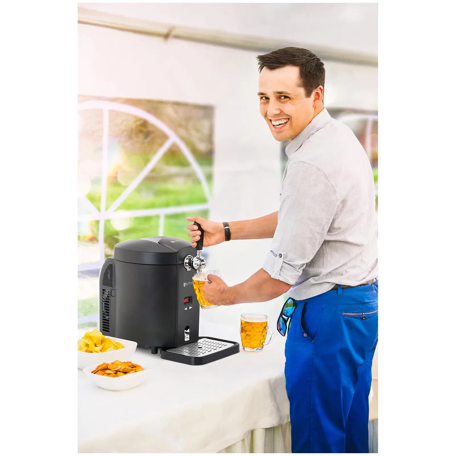 Dozator de bere cu răcitor - 5 L - 2 până la 12 °C (Tavă de picurare detașabilă: Da)