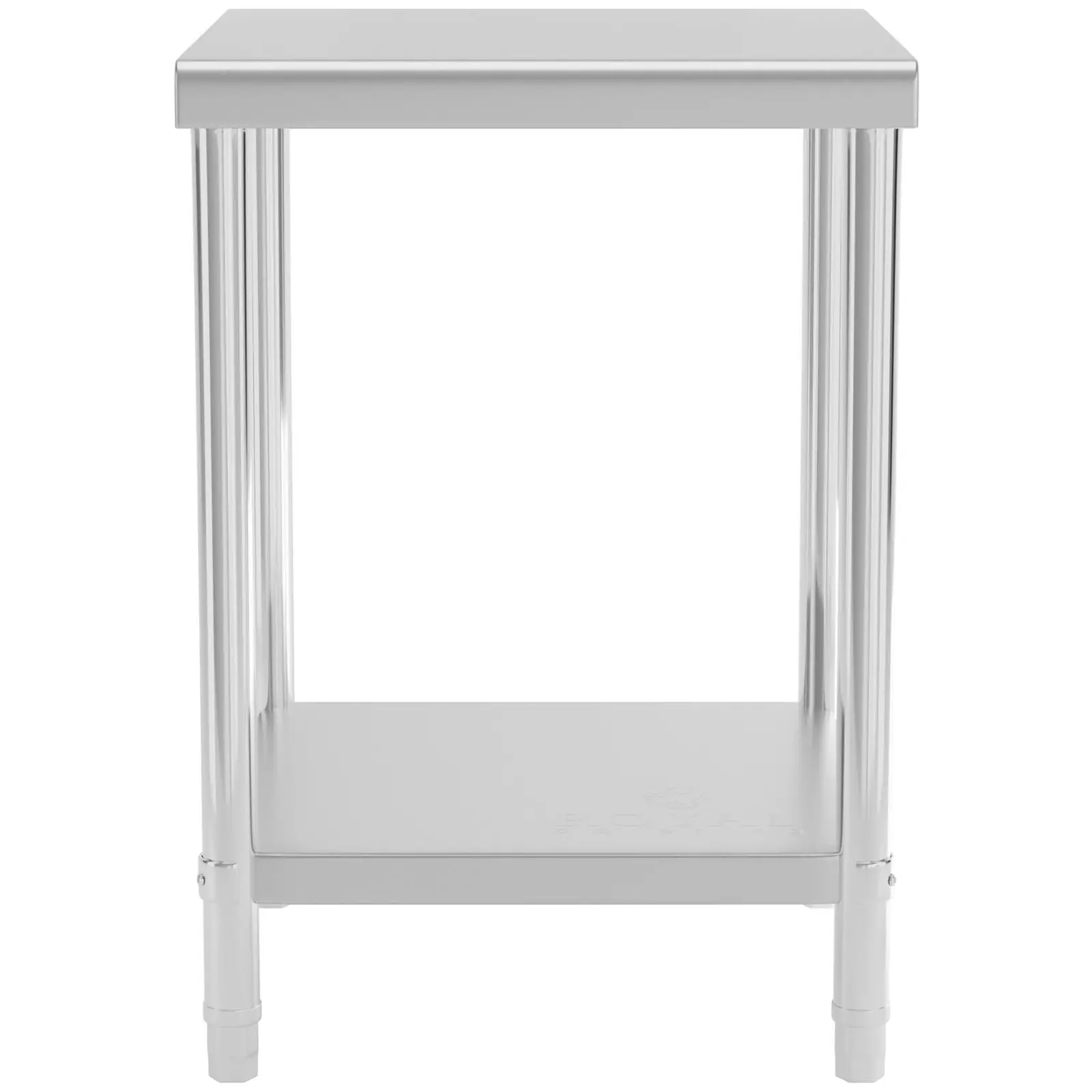 Pracovní stůl z ušlechtilé oceli - PREMIUM - 60 x 60 cm - 150 kg - Royal Catering (Tloušťka materiálu: 0.6 mm)