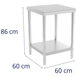 Stainless Steel Work Table - 60 x 60 cm - 150 kg load capacity