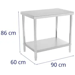 Stålbord - 90 x 60 cm - 210 kg bæreevne