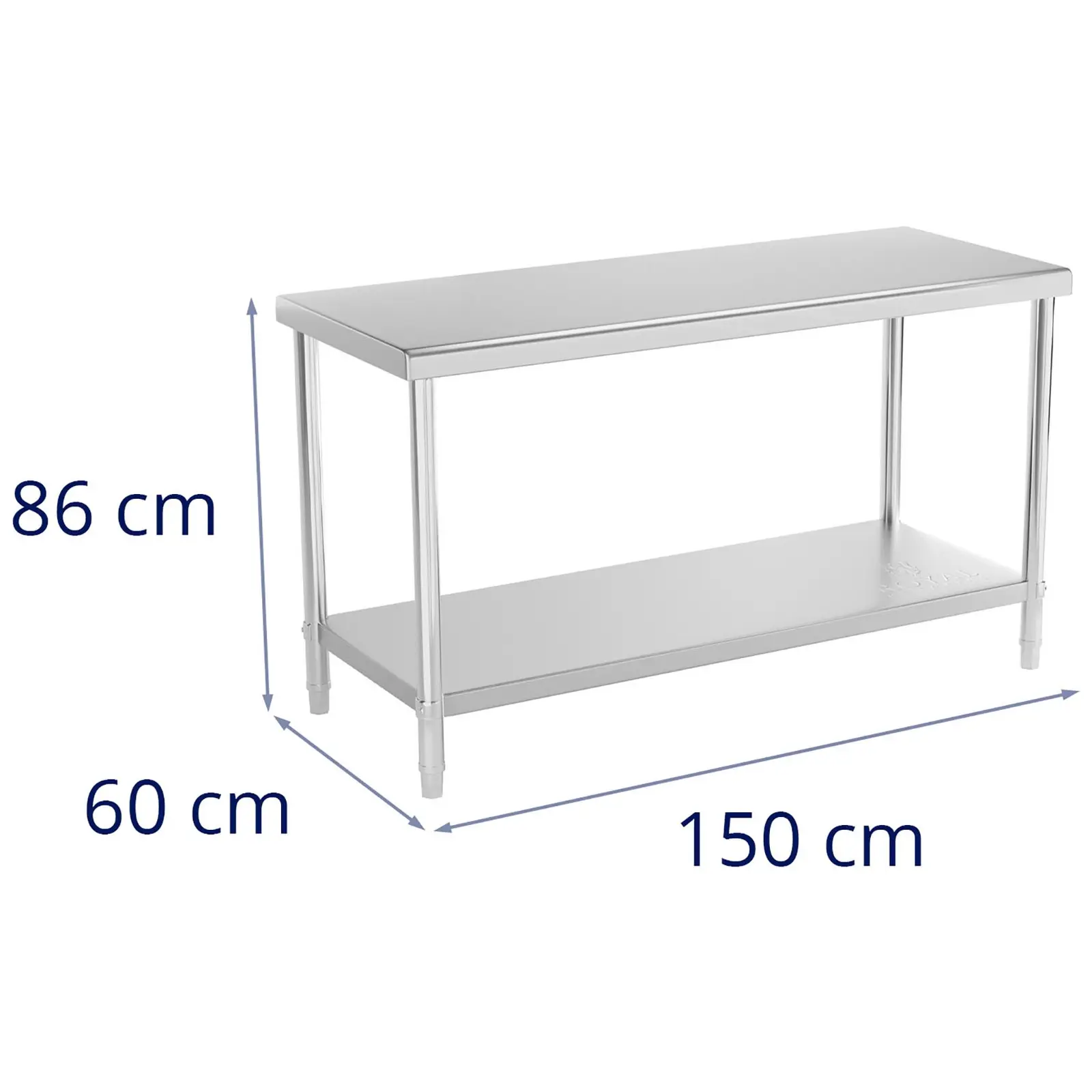 Pracovní stůl z ušlechtilé oceli - ECO - 150 x 60 cm - 230 kg - Royal Catering (Počet vložek: 2 Pc)