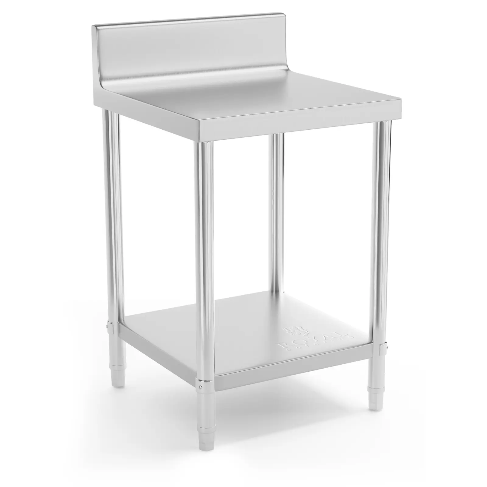 Tweedehands RVS werktafel - ECO - 60 x 60 cm - 250 kg - achterwand - Royal Catering - Productafbeelding