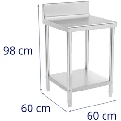 Delovna miza iz nerjavečega jekla - 60 x 60 cm - pokončna - nosilnost 150 kg
