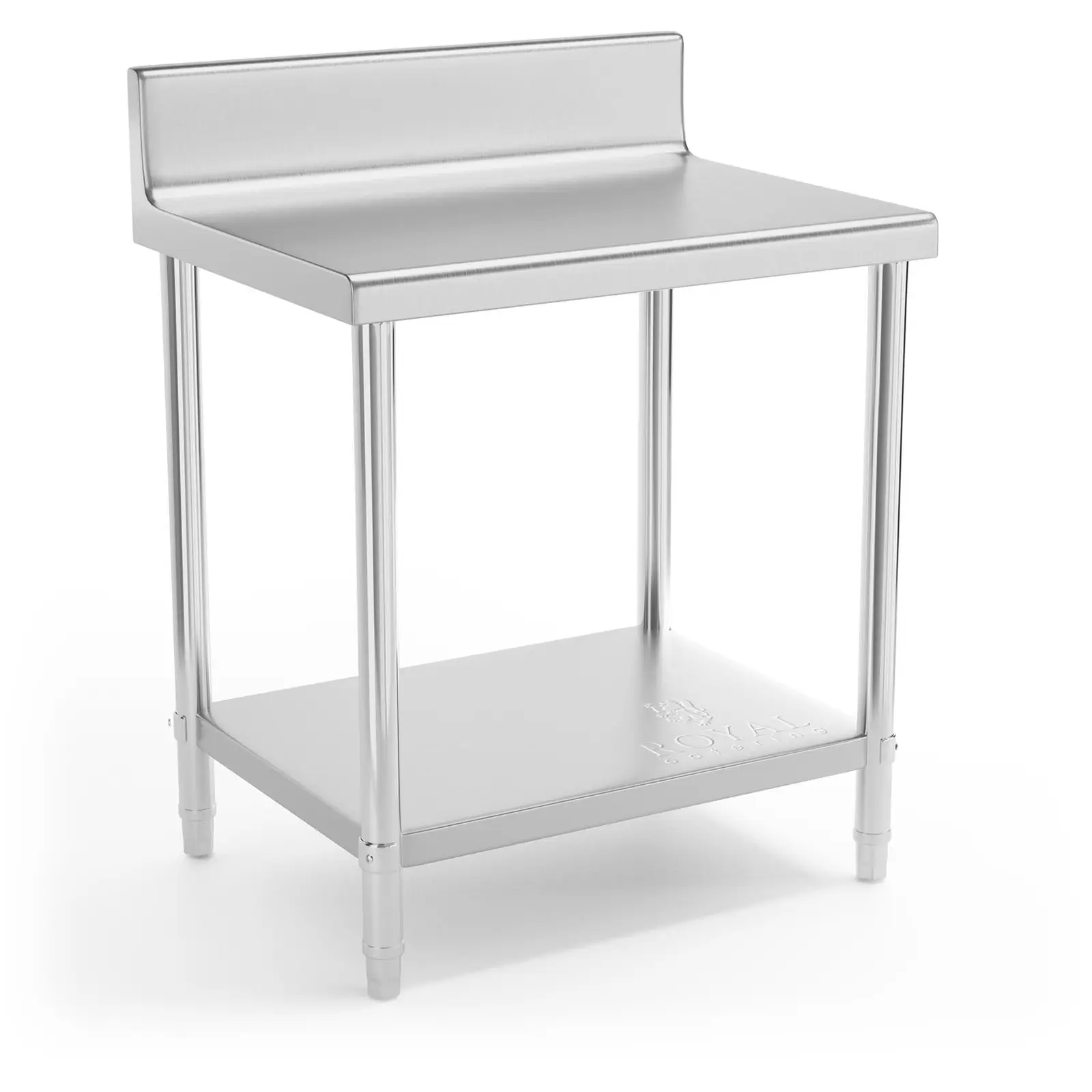 Occasion Table de travail en inox - 80 x 60 cm - Avec dosseret - Capacité de charge de 190 kg