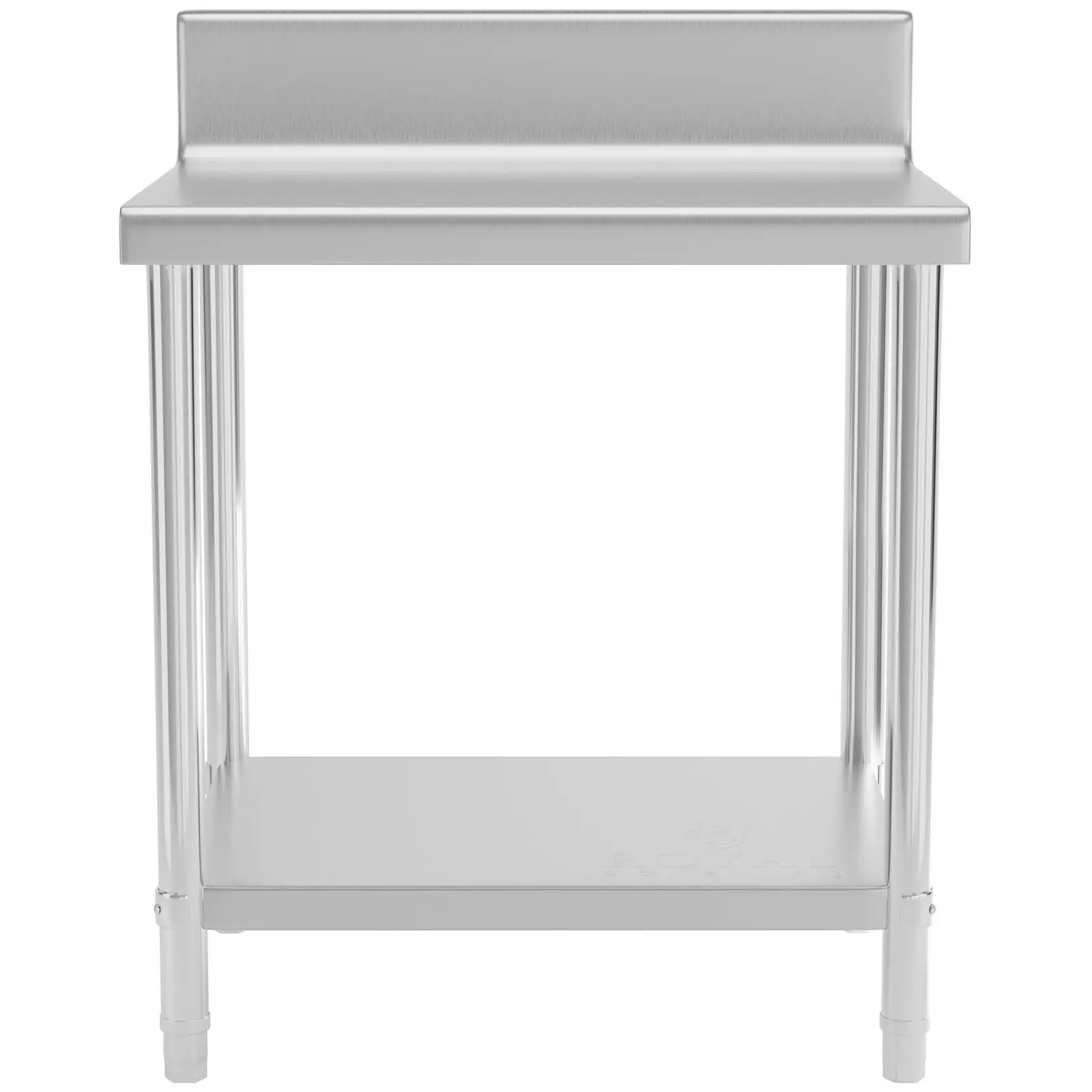 Pracovní stůl z ušlechtilé oceli - ECO - 80 x 60 cm - 190 kg - lemování - Royal Catering (Tloušťka materiálu: 0.6 mm)