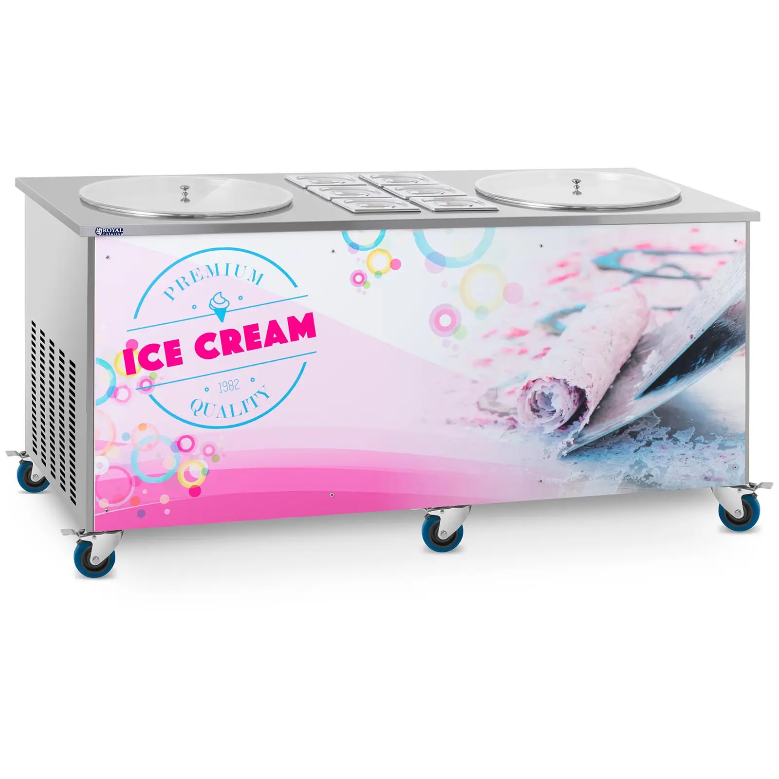 Plancha glacée - ø 50 cm - 6 bacs et couvercles