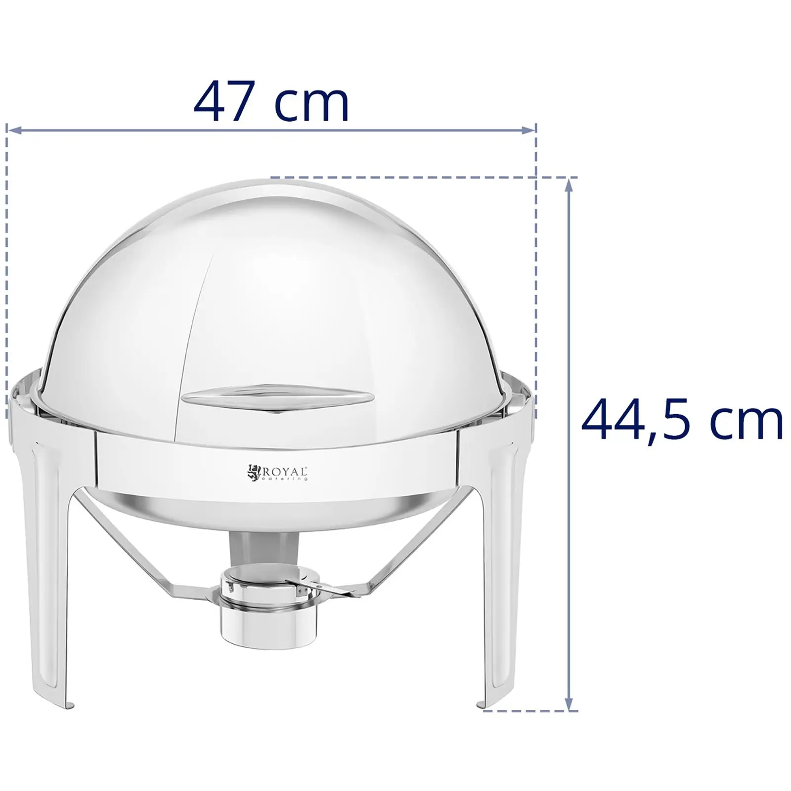 Chafing dish - kulatý - 8 l - 1 hořák (Úchyt, který se nezahřívá (Cool Touch): Ne)
