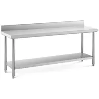 Pracovný stôl z ušľachtilej ocele - 200 x 60 cm - s lemom - 160 kg nosnosť