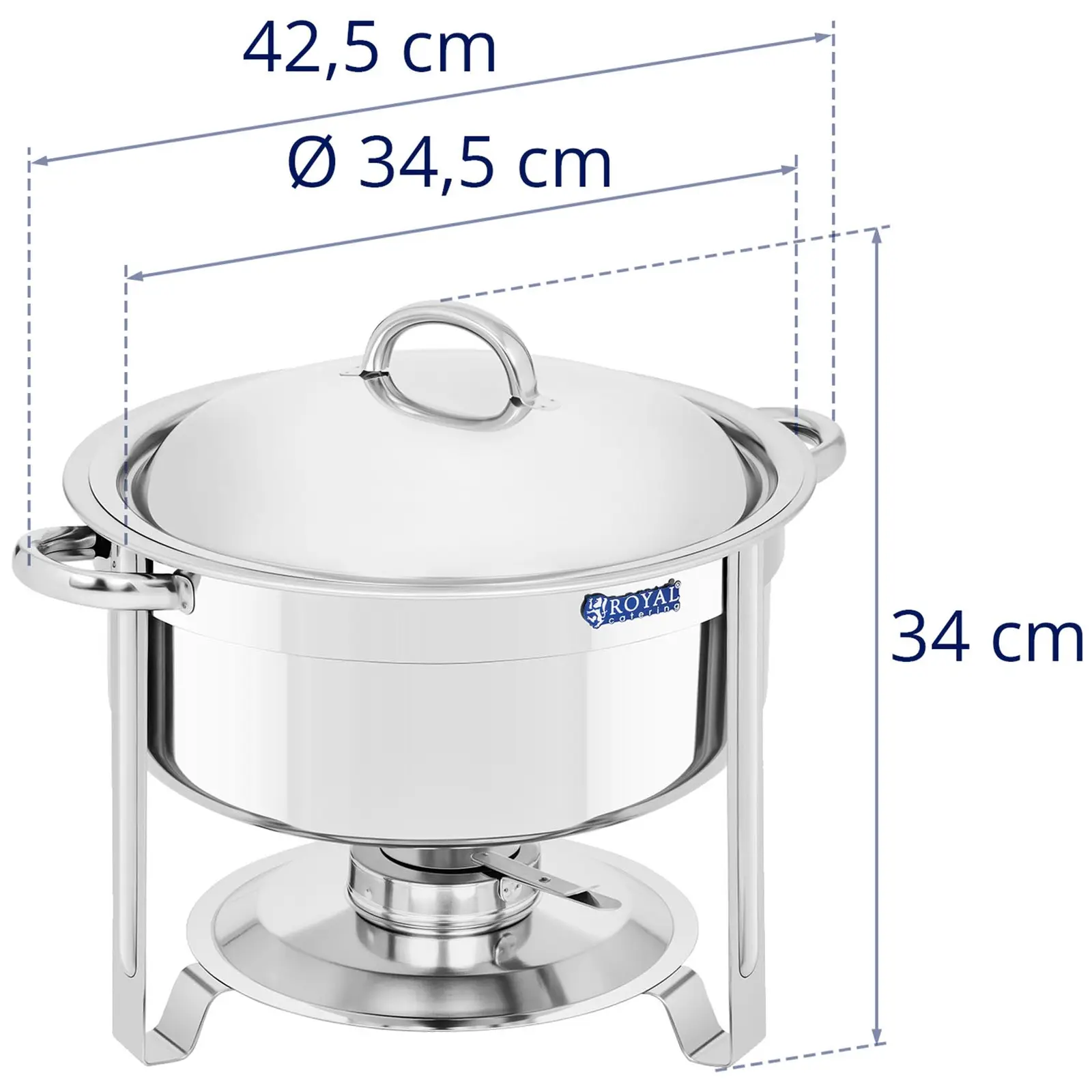Chafing dish - kulatý - 7,6 l (Úchyt, který se nezahřívá (Cool Touch): Ne)