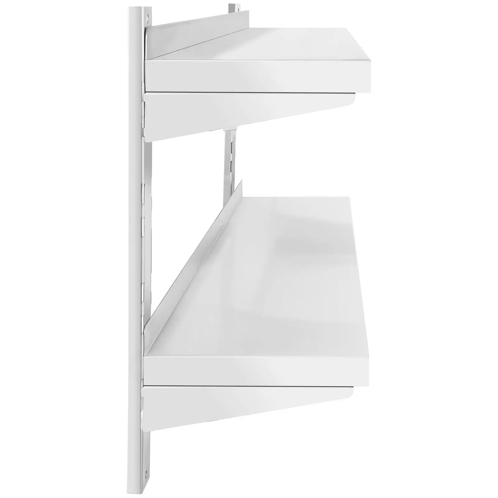 Doppel Edelstahl Wandregal / Wandboard Mit Konsolen Und Wandschienen 60 Mm Hoehenverstellbar Verschweisst