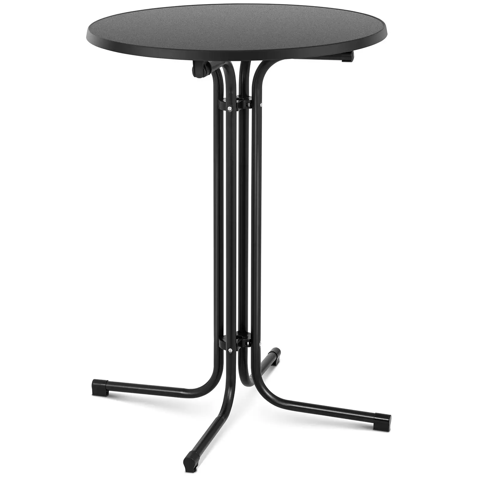 Висока бар маса с плот - Ø 80 см - сгъваема - черна