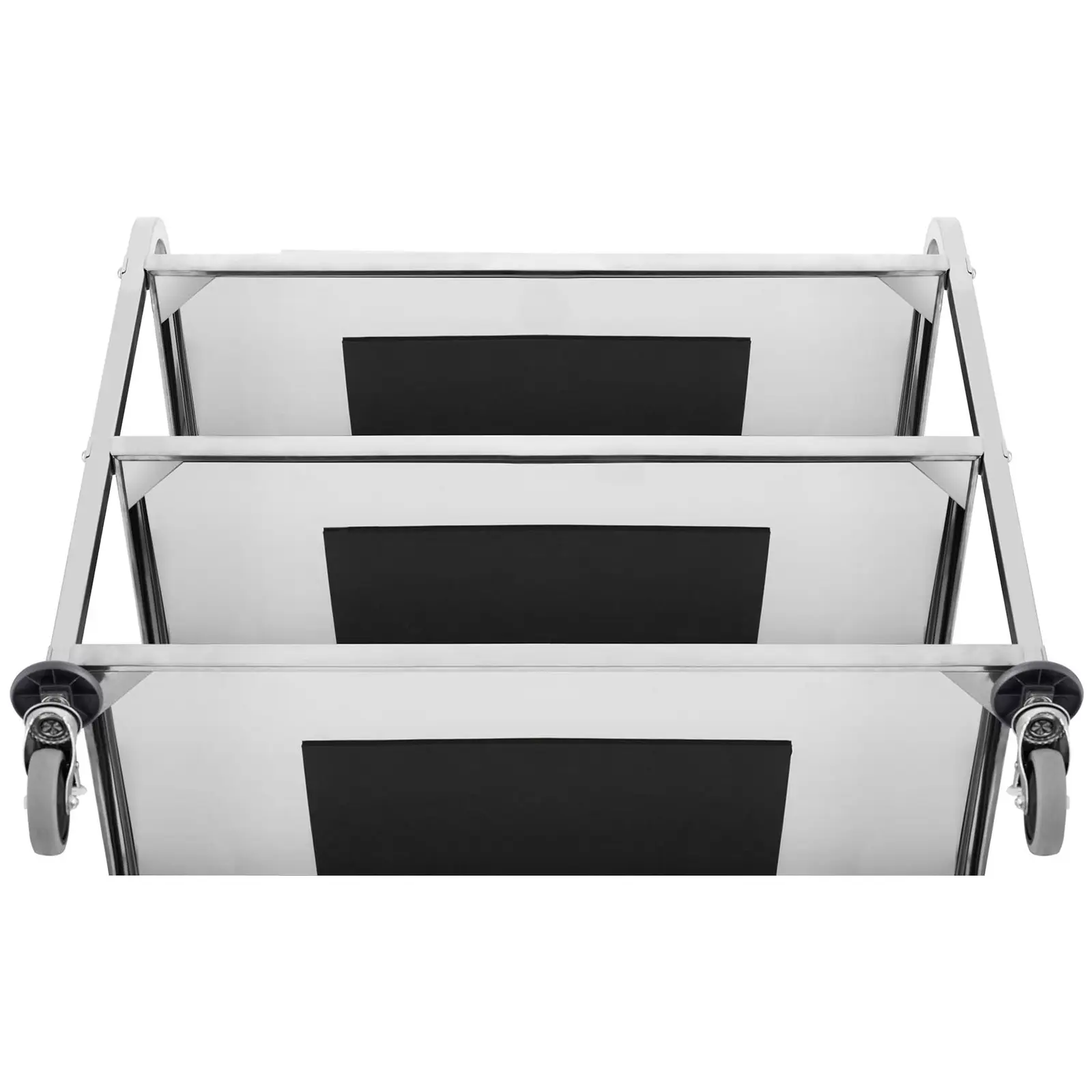 Chariot de service inox - 3 plateaux - 355 kg (Nombre de freins: 4)