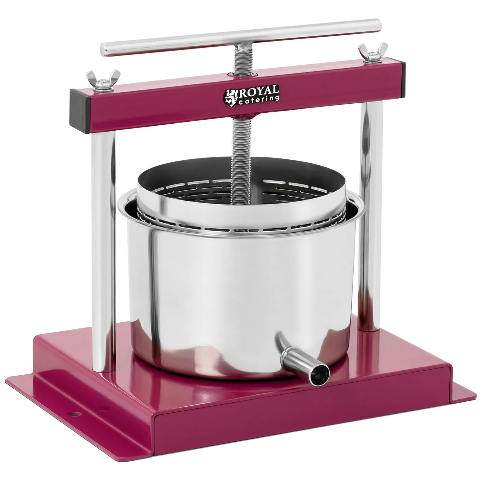 Æblepresser - rustfrit stål - 3 l - inkl. opsamlingsbeholder med udløbsrør - Royal Catering