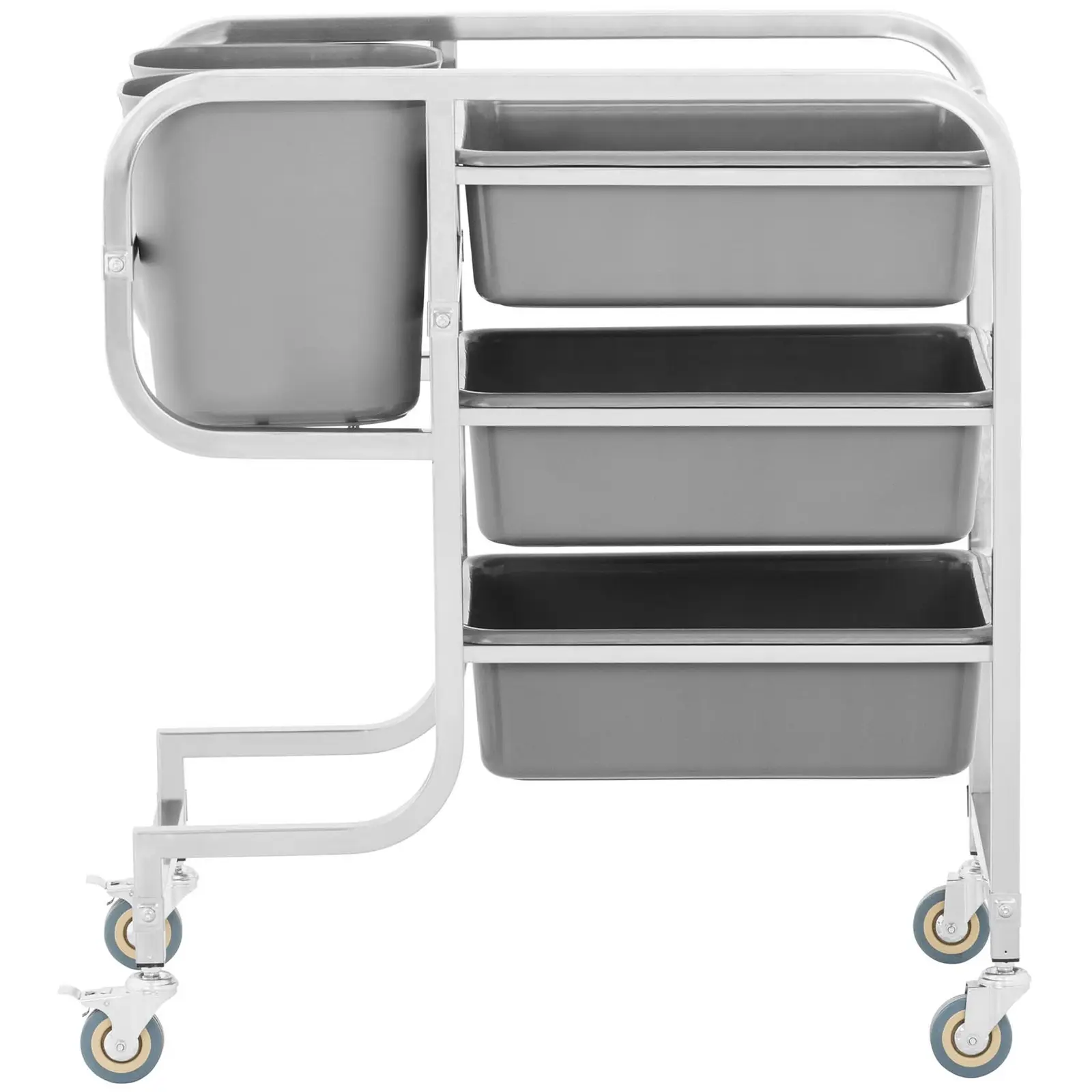 Servírovací vozík - 3 vany na nádobí - 2 nádoby na odpad - do 100 kg