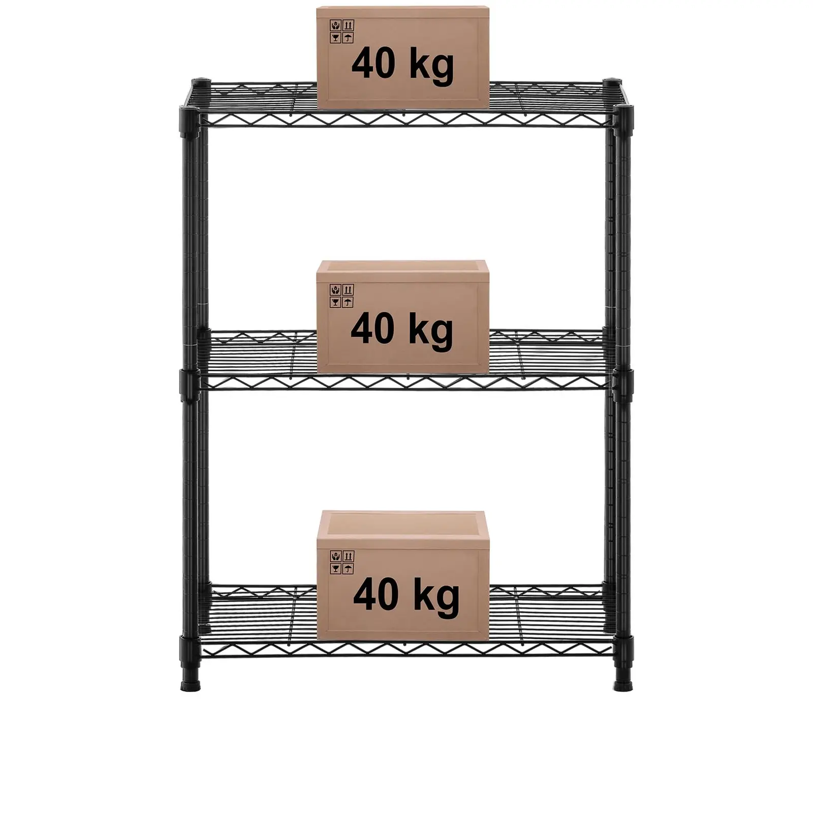 Fém polcos szekrény - 60 x 35 x 77 cm - 120 kg - fekete