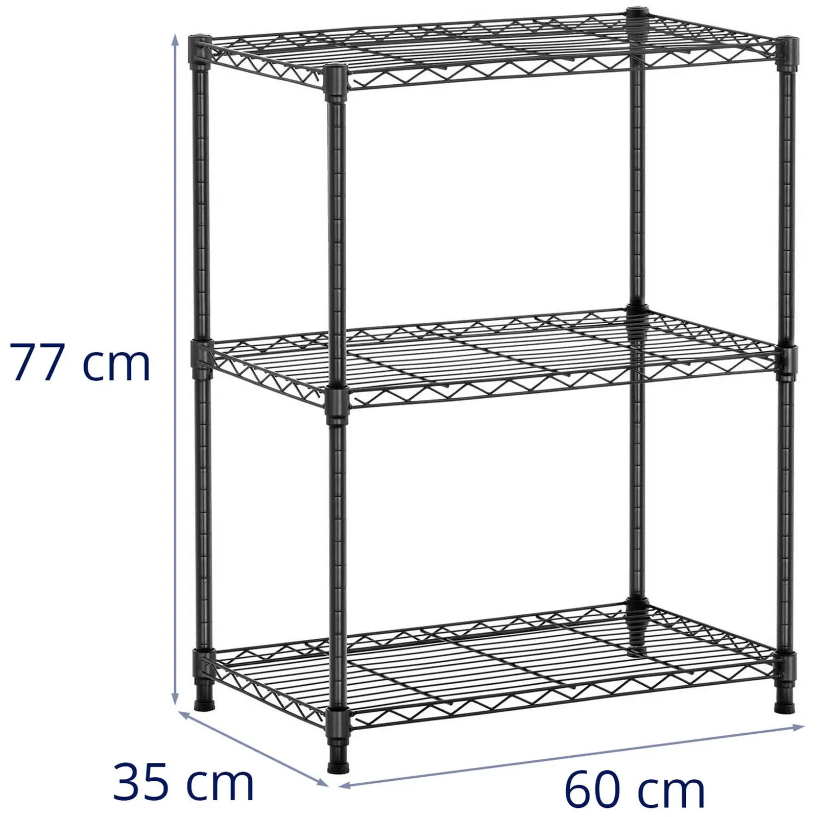 Fém polcos szekrény - 60 x 35 x 77 cm - 120 kg - fekete