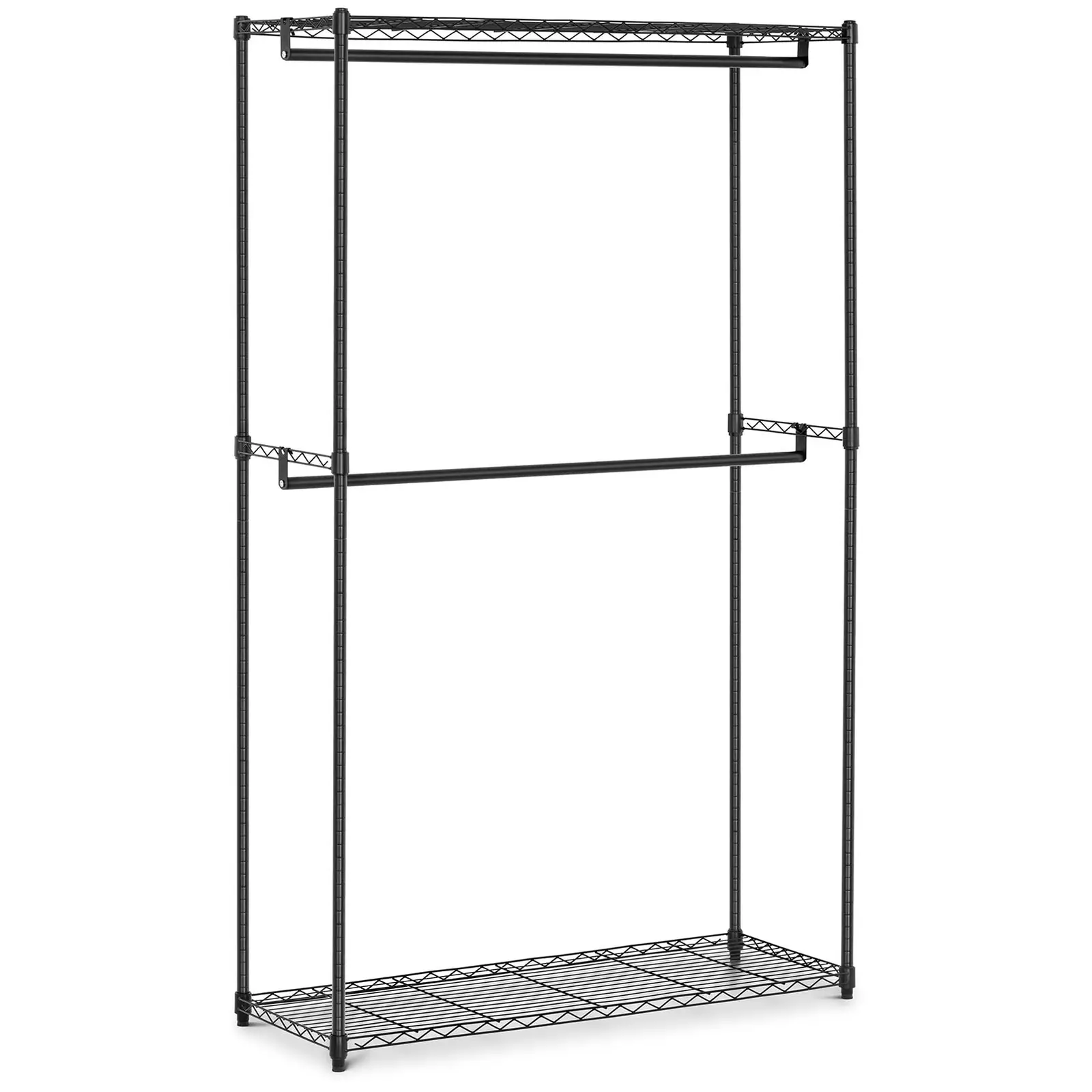 Stand appendiabiti in filo metallico - 120 x 45 x 180 cm - 200 kg - nero