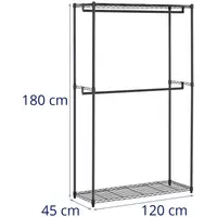Metalni stalak za odjeću - 120 x 45 x 199,5 cm - 200 kg - crni