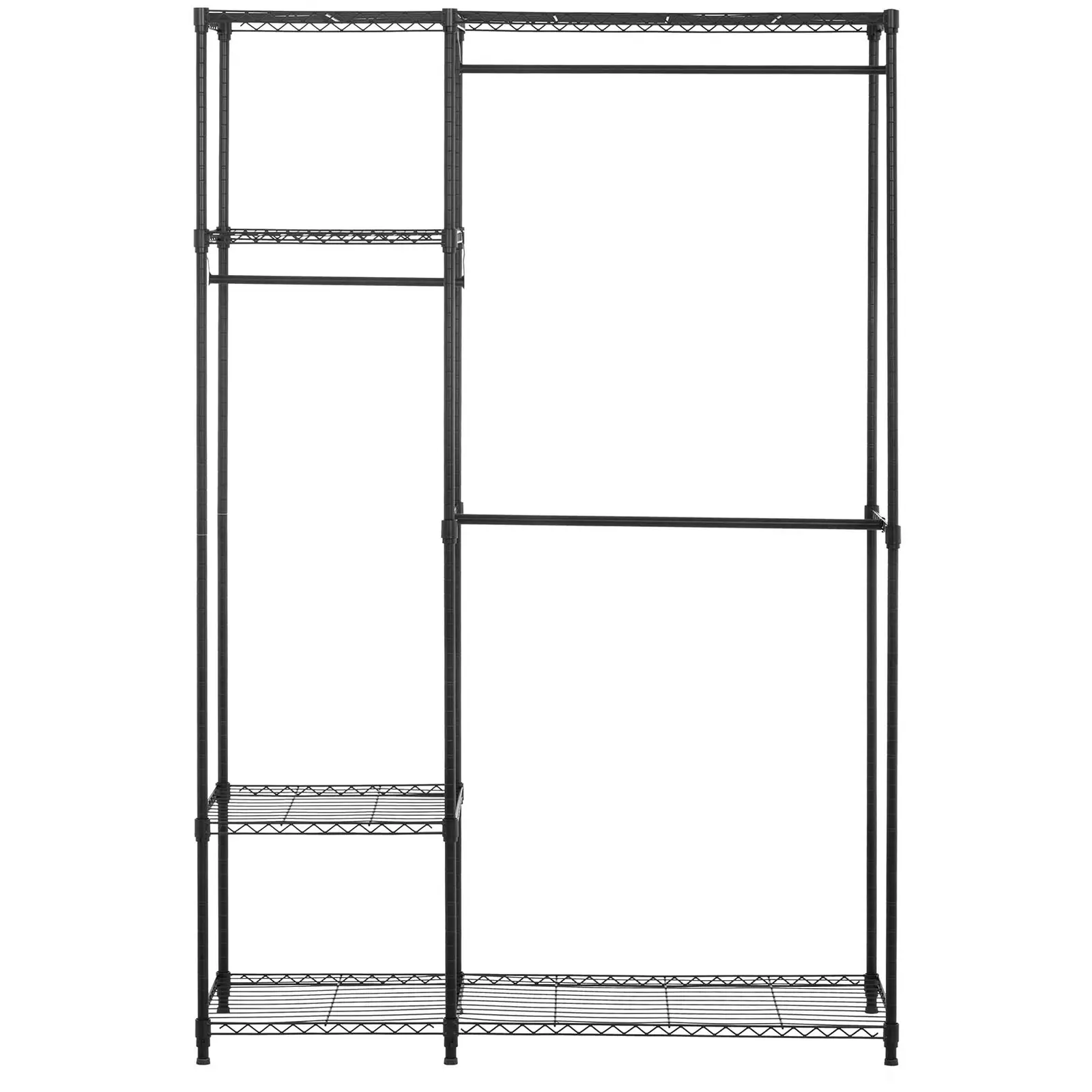 Portant vêtement en métal noir - 120 x 45 x 179,5 cm - 270 kg (Nombre d'inserts: 7 Pc)