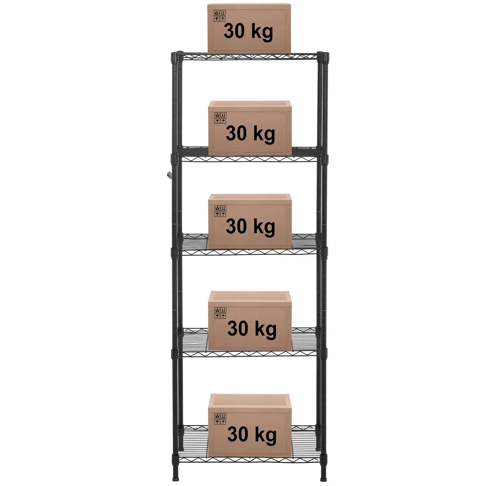 Étagère métallique noire - 55 x 45 x 150 cm - 150 kg (Matériau(x): Plastique)