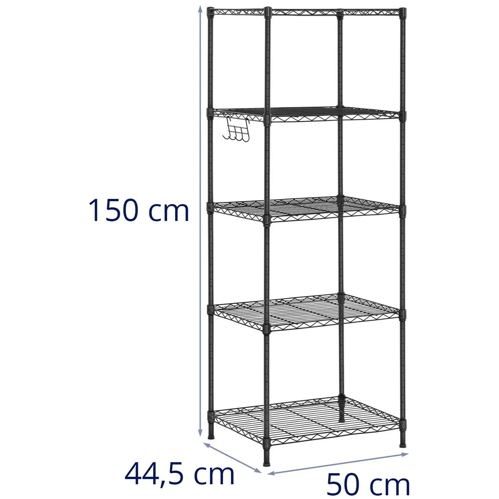 Étagère métallique noire - 55 x 45 x 150 cm - 150 kg (Couleur(s): Noir)