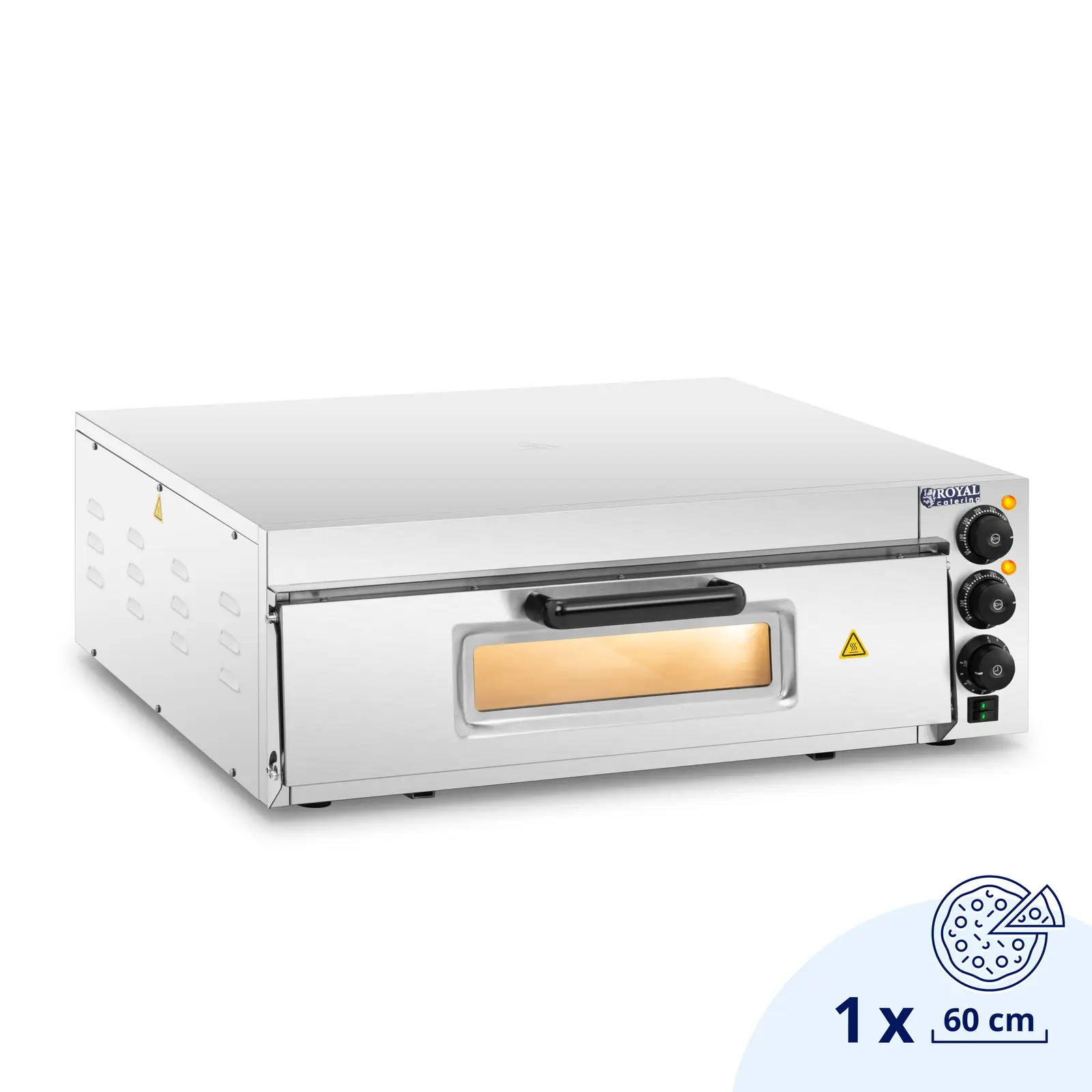 Elektro-Pizzaofen - 1 x 60 cm - 1 Kammer - 3000 W - 230 V - manuell - Glastür - Royal Catering