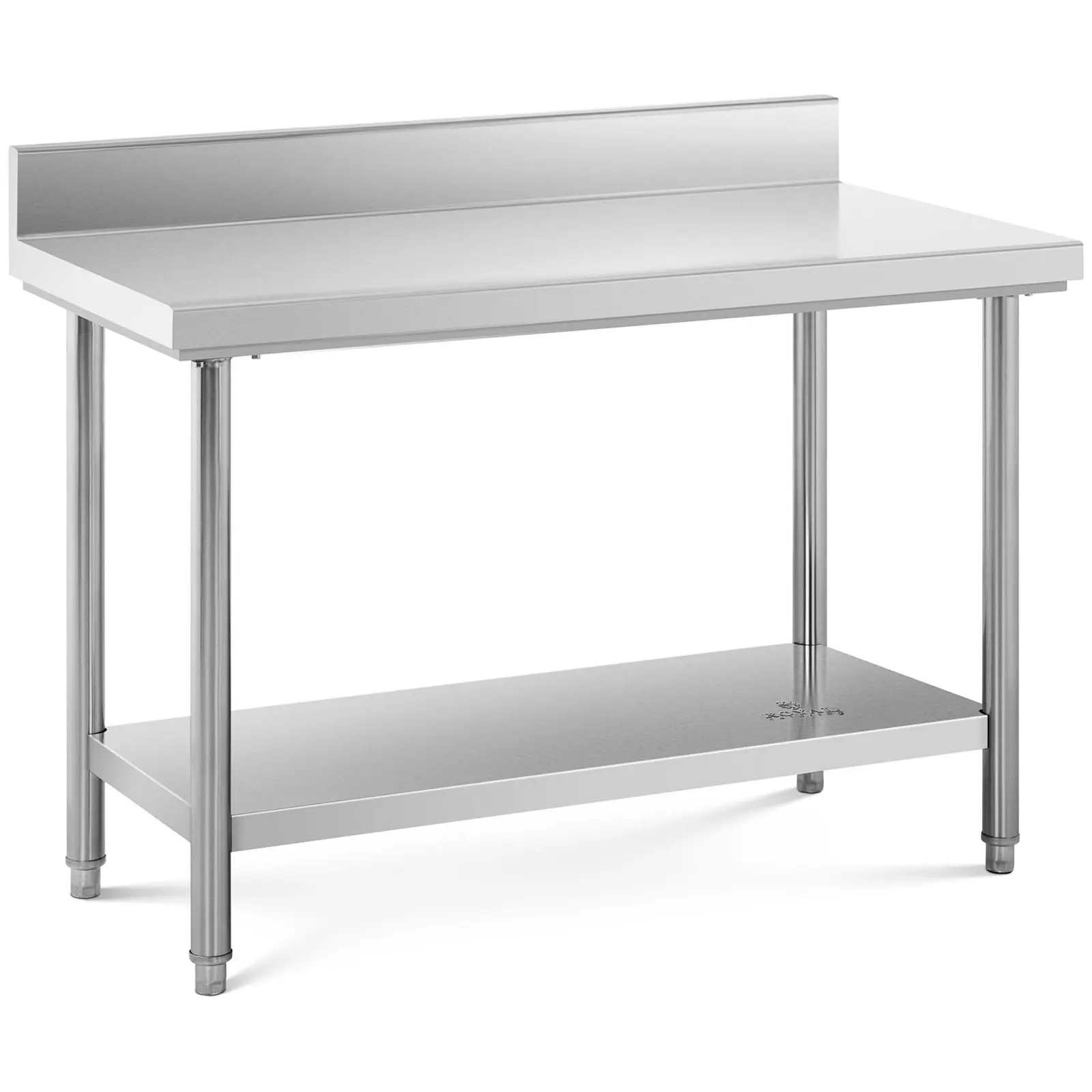 Nerūdijančio plieno darbo stalas - 120 x 60 cm - bortelis - 137 kg keliamoji galia