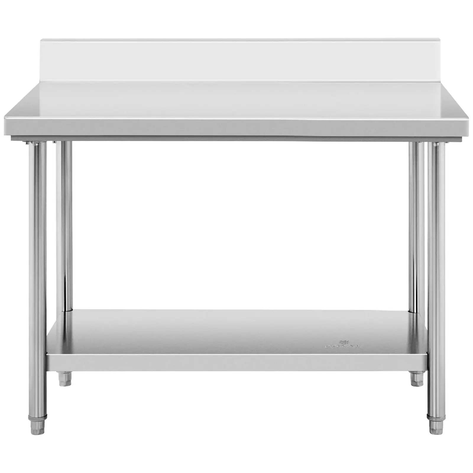 Pracovní stůl z ušlechtilé oceli - ECO - 120 x 60 cm - 137 kg - lemování - Royal Catering (Tloušťka materiálu: 0.6 mm)