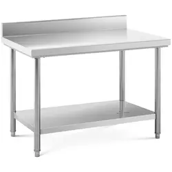 Stainless Steel Work Table - 120 x 70 cm - upstand - 143 kg capacity