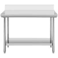 Stôl z nehrdzavejúcej ocele - 120 x 70 cm - lem - nosnosť 143 kg