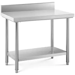 Rozsdamentes acél asztal - 100 x 60 cm - karima - 114 kg-os teherbírás