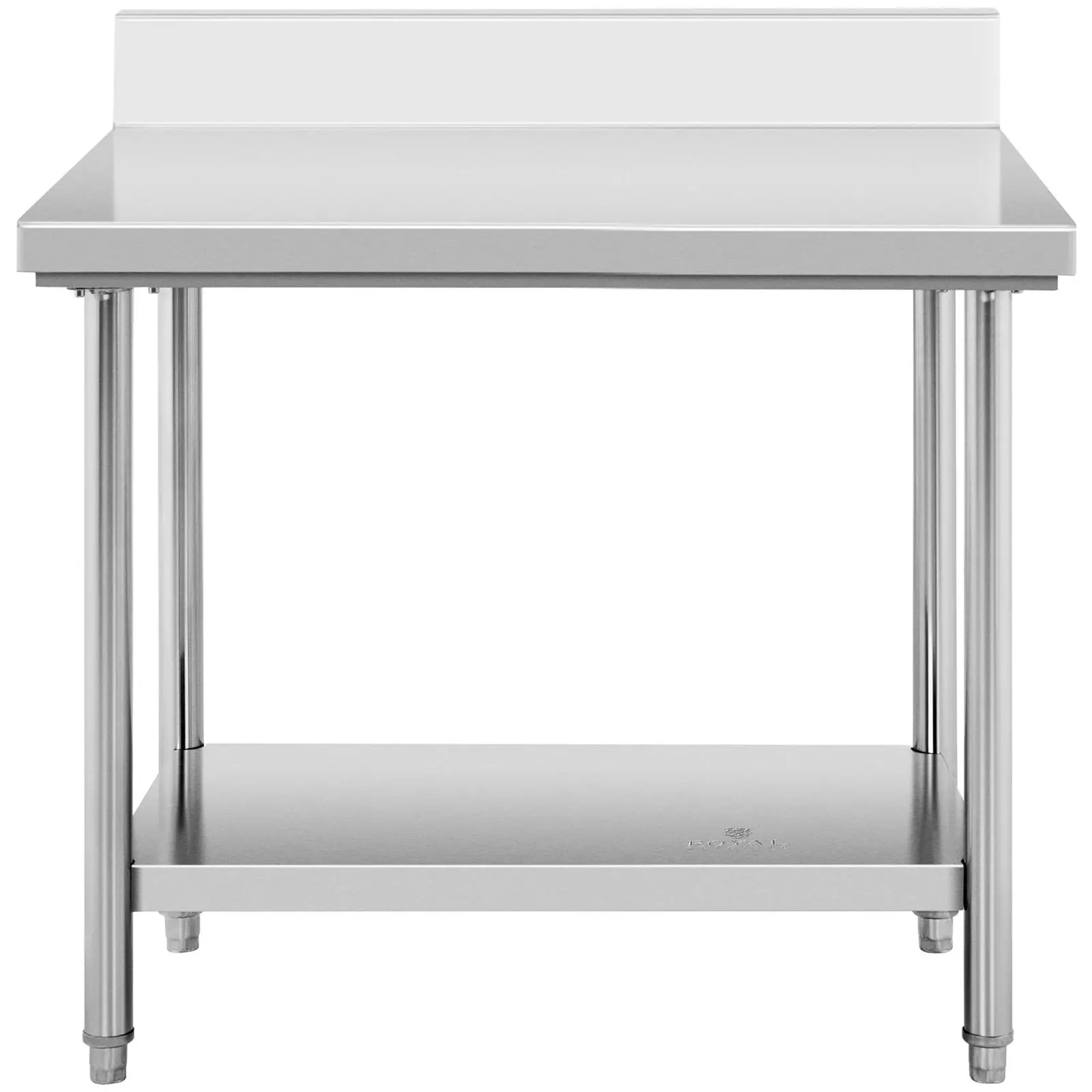 Stół roboczy ze stali nierdzewnej - ECO - 100 x 60 cm - 114 kg - rant - Royal Catering (Grubość materiału: 0.6 mm)