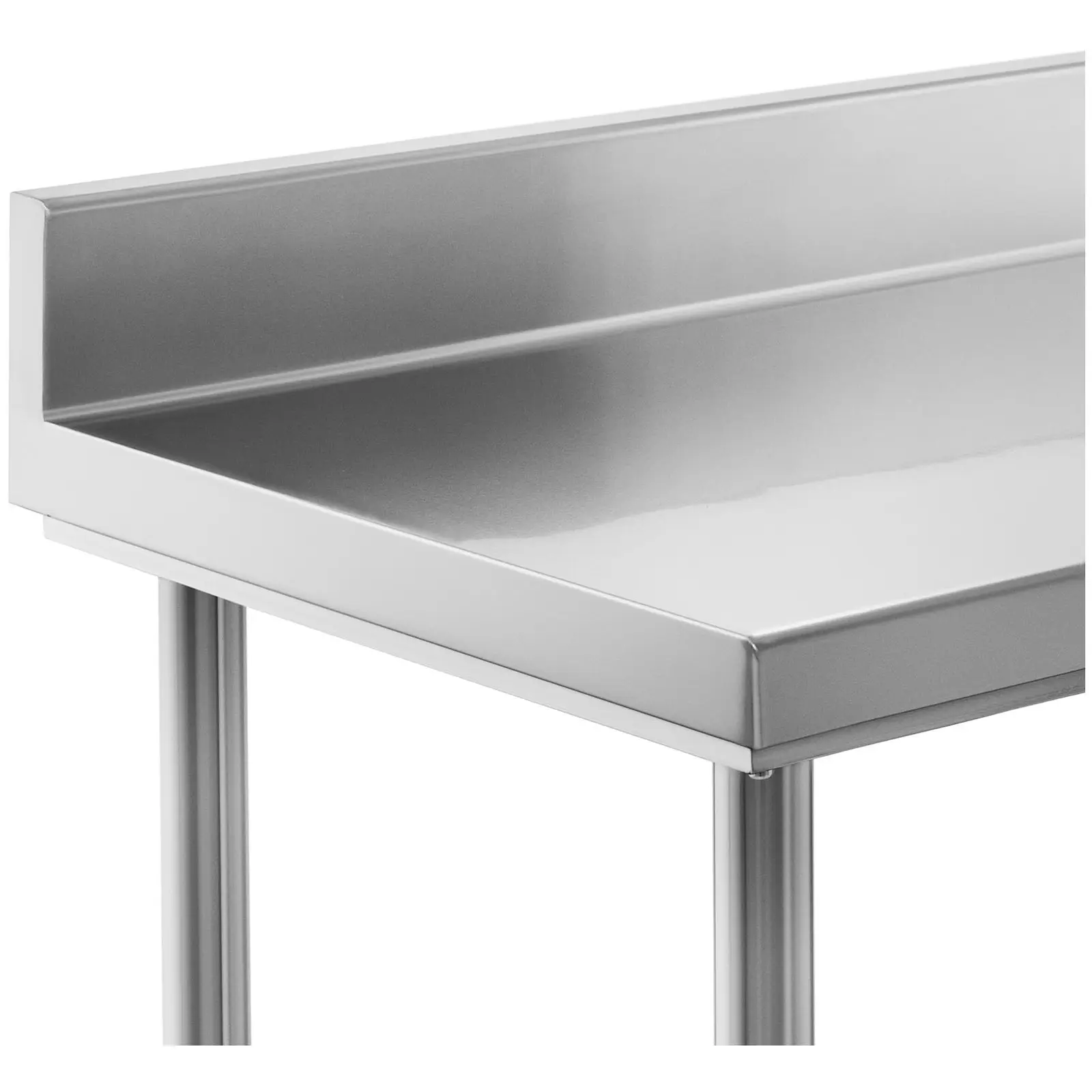 B-zboží Pracovní stůl z ušlechtilé oceli - 100 x 70 cm - s lemem - nosnost 95 kg (Počet polic: 2)