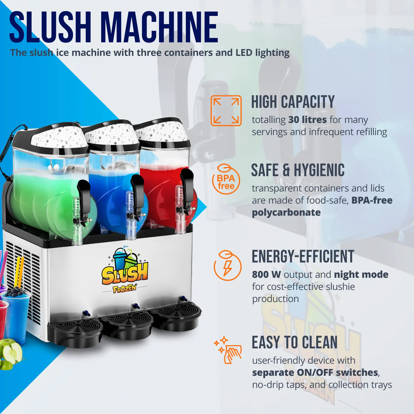 Slush-Maschine - 3 x 10 l - LED