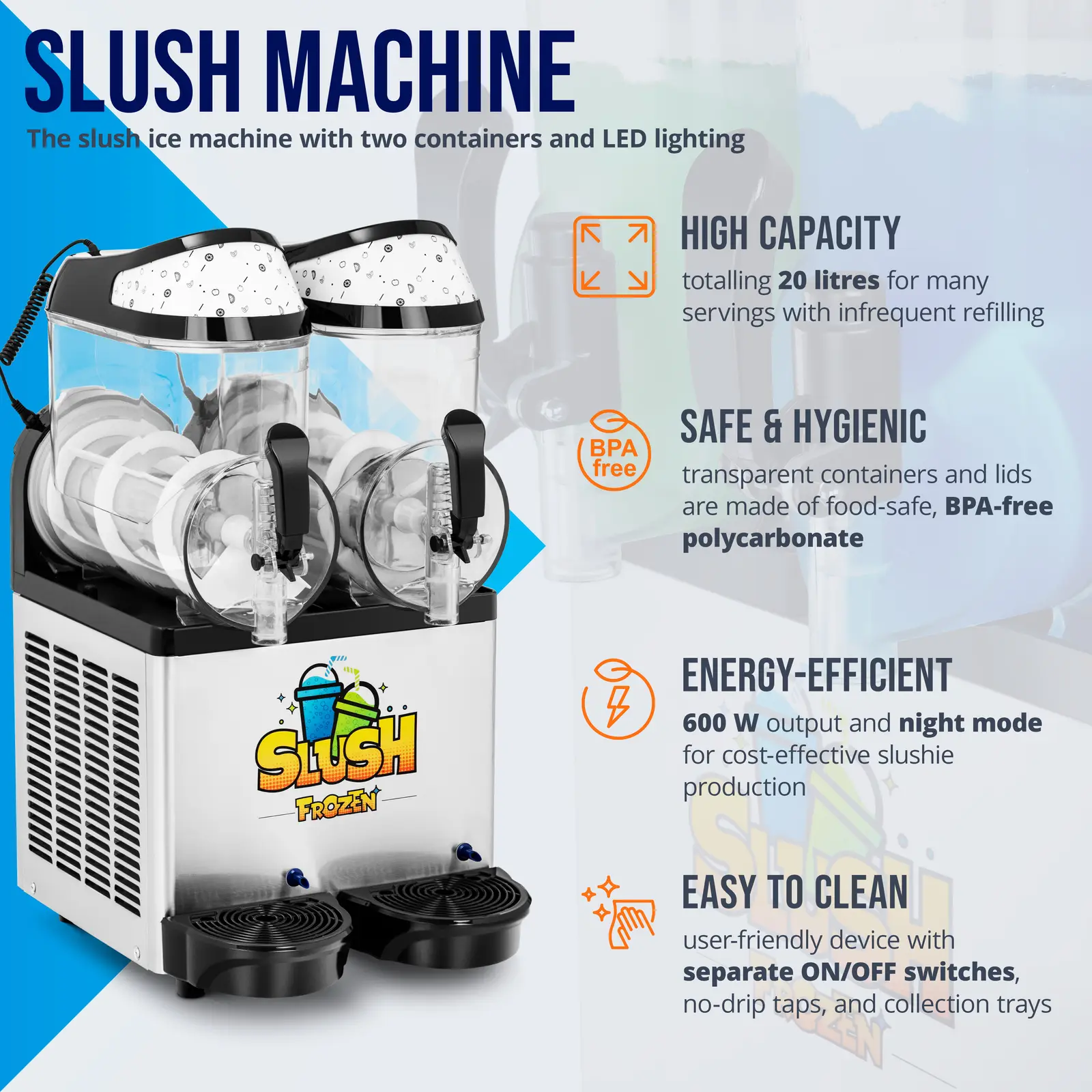 Slush-Maschine - 2 x 10 l - LED