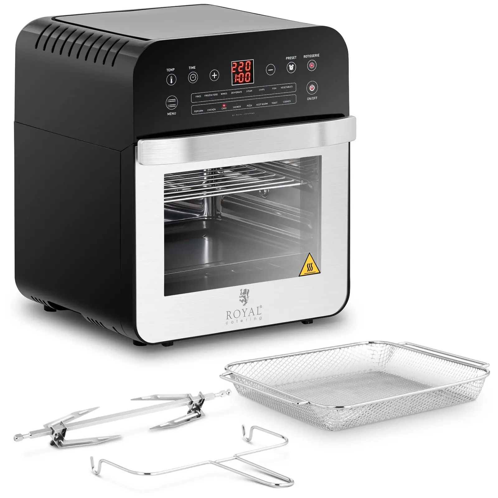 Cuptor cu convecție de blat - 1.600 W - 13 programe - include suport pentru cuptor, foaie de copt, rotisor și tavă de picurare