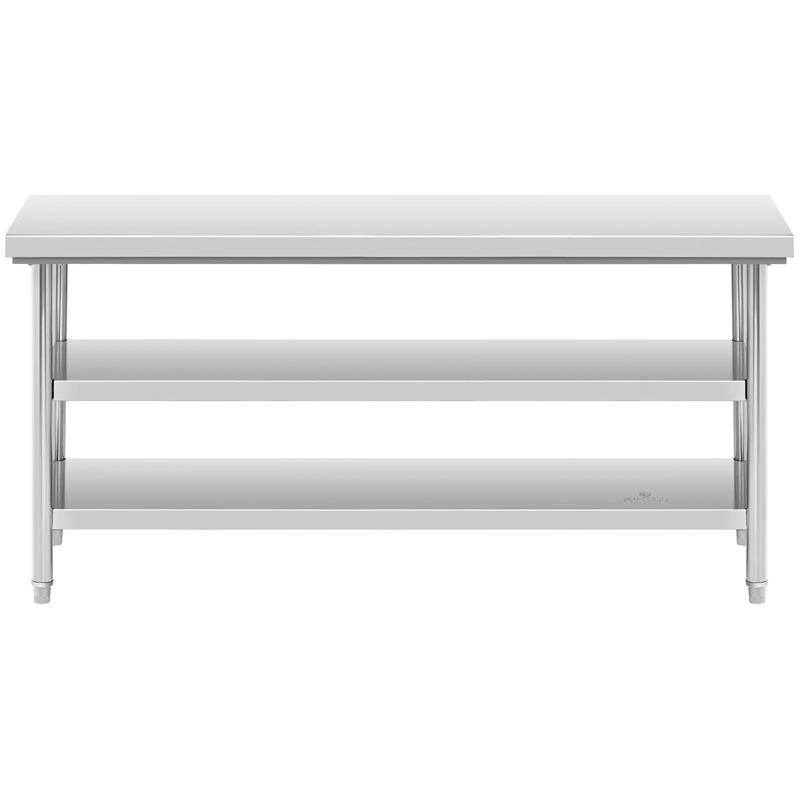 Pracovní stůl z ušlechtilé oceli - ECO - 60 x 180 cm - 600 kg - mezipolice - Royal Catering (Tloušťka materiálu: 0.6 mm)