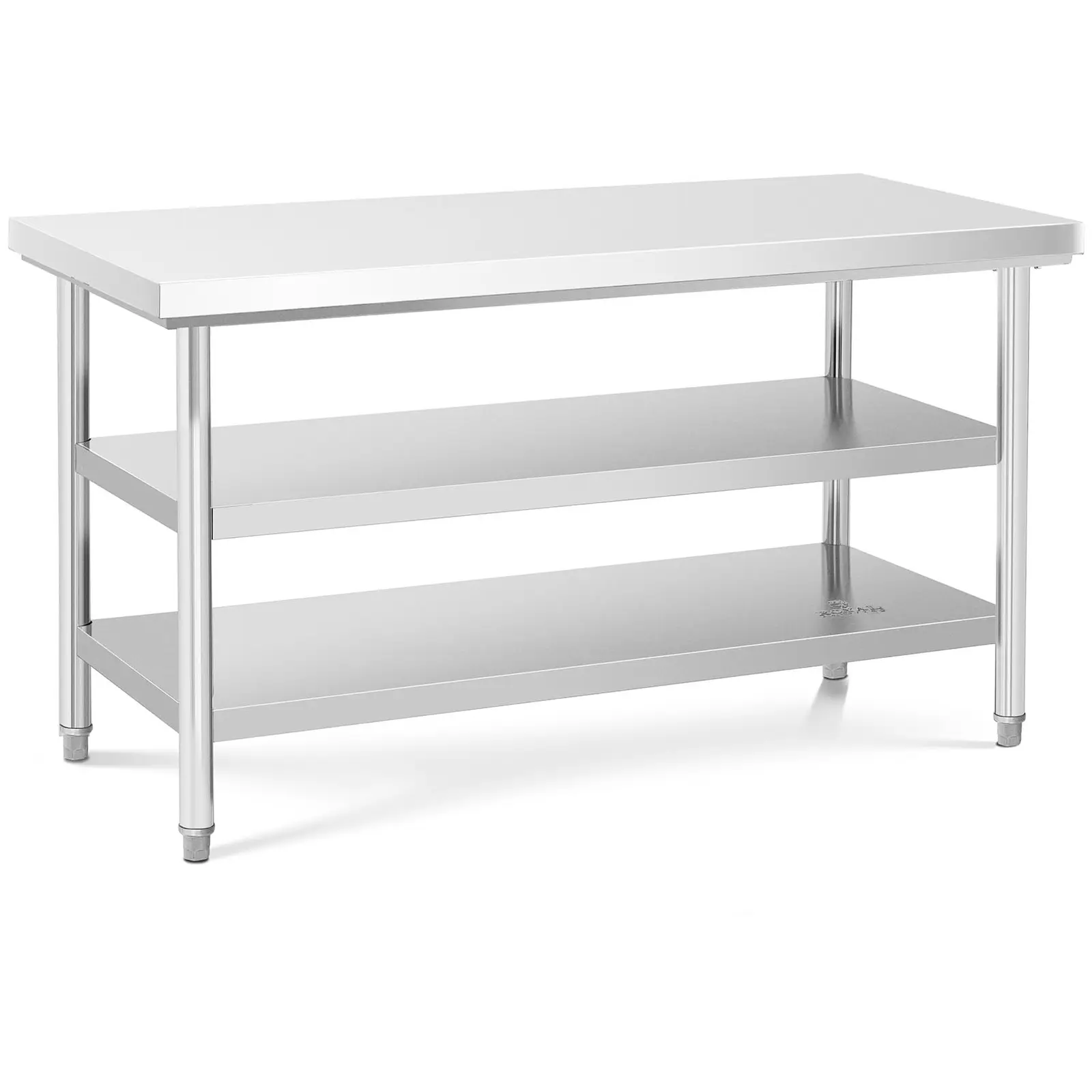 Tovar z druhej ruky Pracovný stôl z ušľachtilej ocele - 150 x 70 cm - nosnosť 500 kg - 3 úrovne