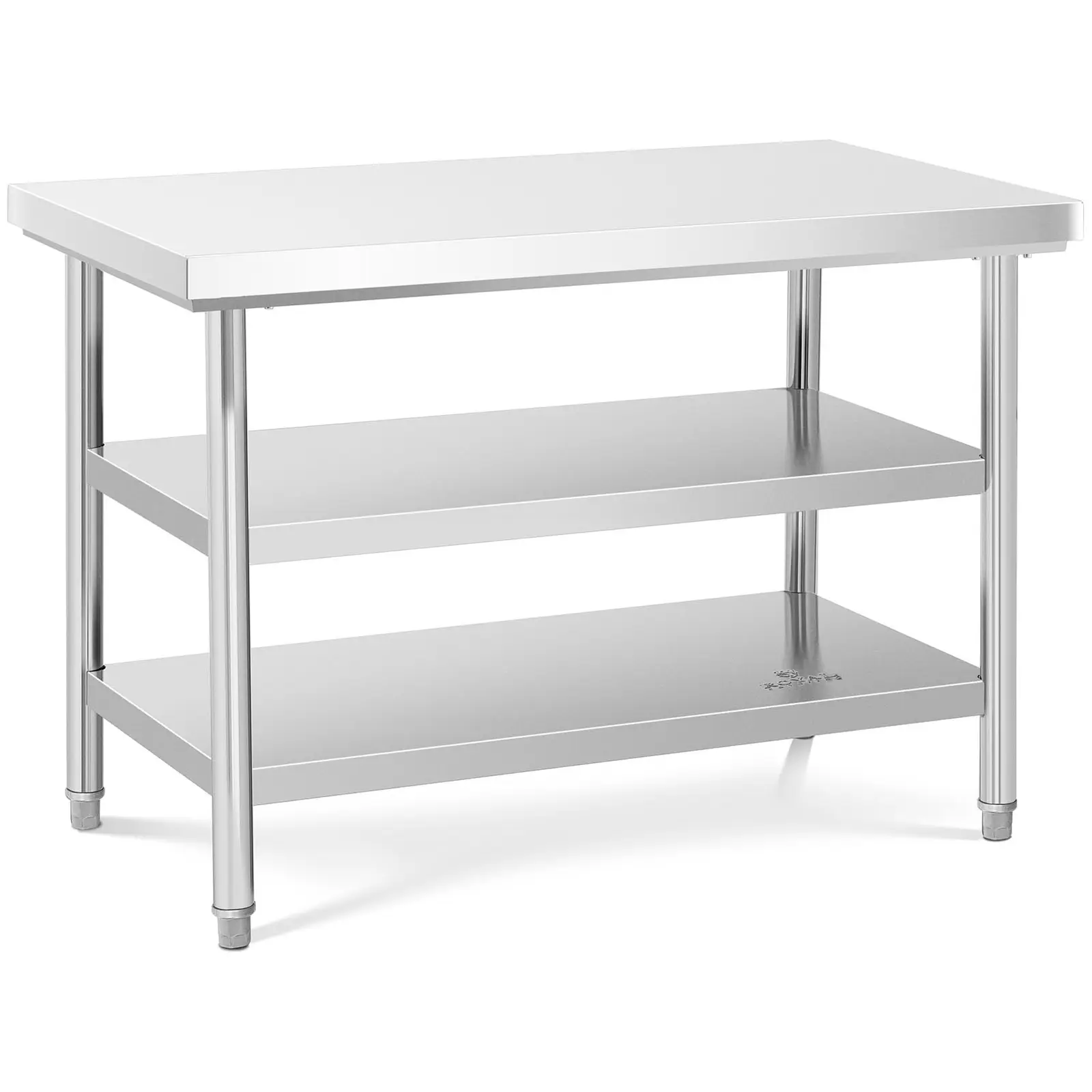 Table de travail inox - 120 x 70 cm - 600 kg - 3 niveaux