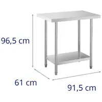Roestvrijstalen tafel - 91 x 61 cm - Royal Catering - 480 kg draagvermogen