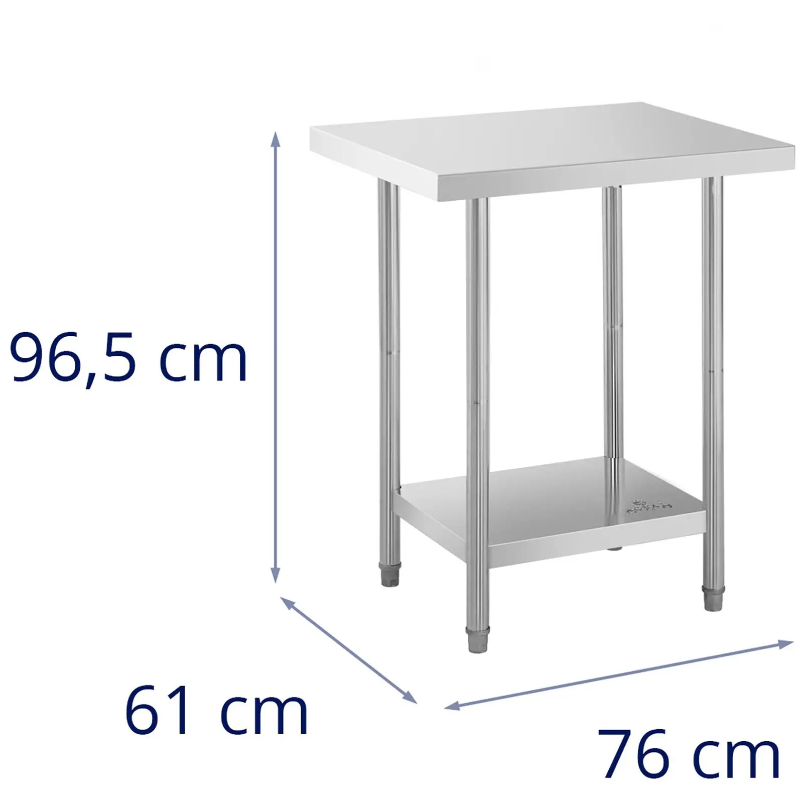 Pracovní stůl z ušlechtilé oceli - 76 x 61 cm - Royal Catering - nosnost 400 kg